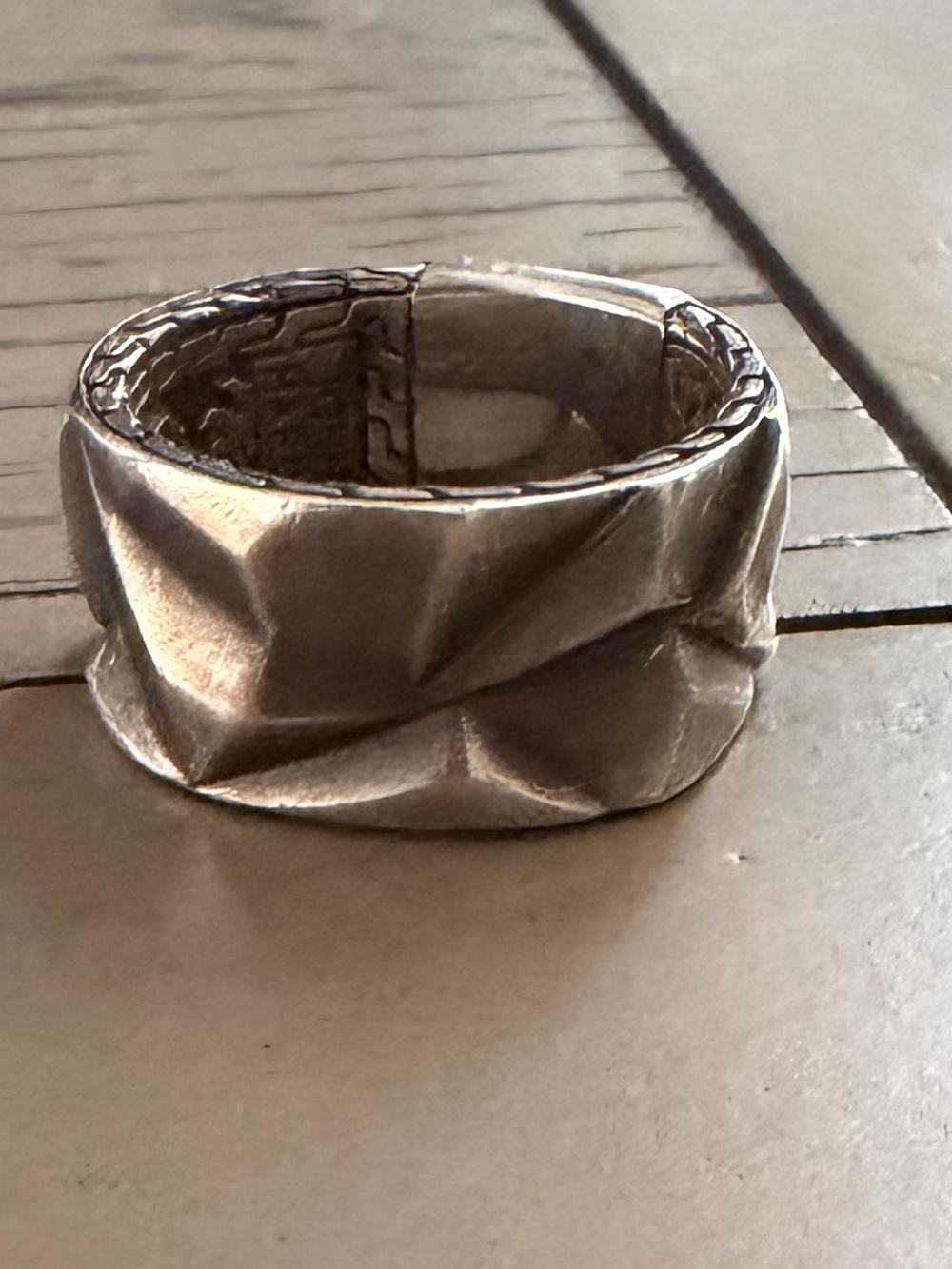 John Hardy Silver Textured Wide Band Ring Size 11 - Picture 2 of 14